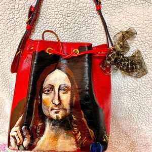 Custom painted Authentic Louis Vuitton Bucket Bag